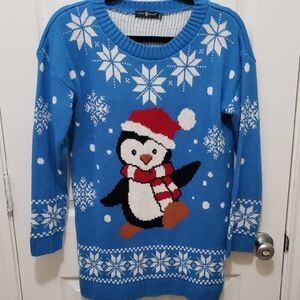 Blue Penguin Snowflake Christmas Ugly Sweater